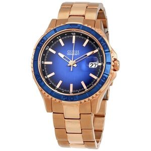 GUESS blue marine face rose gold unisex watch